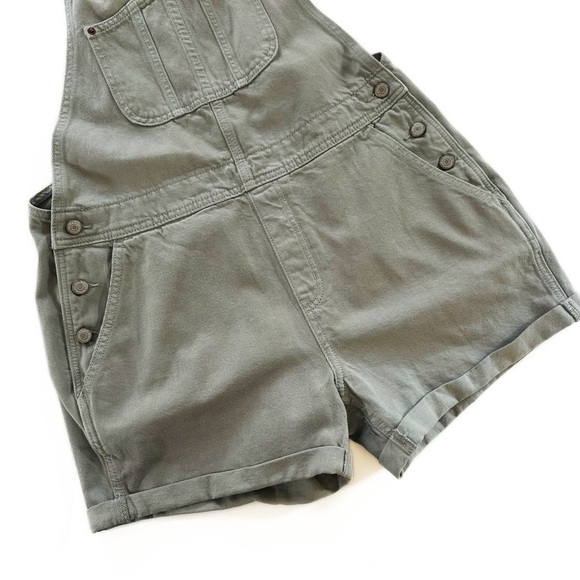 Old Navy Womens Large Green Shortalls Overall Denim Shorts - Picture 4 of 7